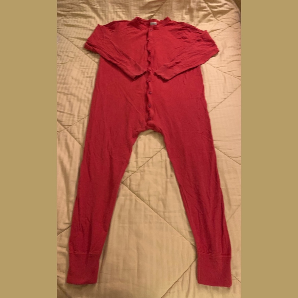 LL Bean Cotton/Wool One Piece Long Johns Union Suit Pajamas -Men's XL Tall